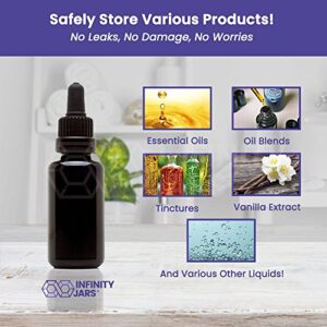 Infinity Jars 30 Ml (1 fl oz) Black Ultraviolet Glass Bottle w/Glass Eye Dropper