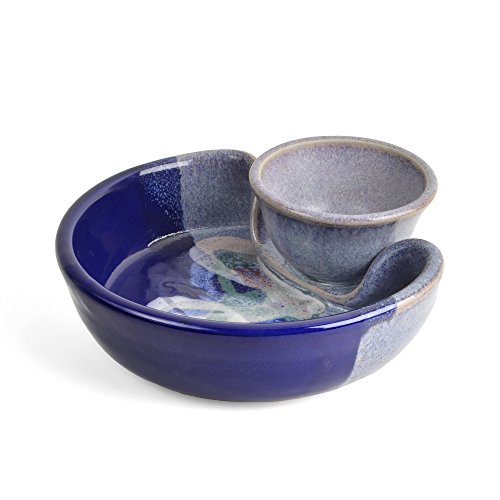 Larrabee Ceramics Shrimp and Dip Bowl, Mauve/Cobalt