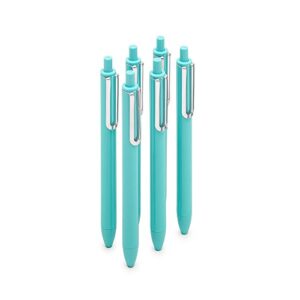 poppin retractable gel luxe pens, aqua, package of 6, blue ink