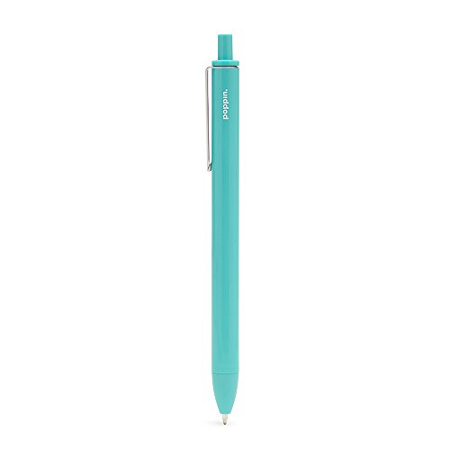 Poppin Retractable Gel Luxe Pens, Aqua, Package Of 6, Blue Ink