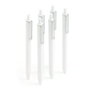 poppin retractable gel luxe pens, white, package of 6, black ink