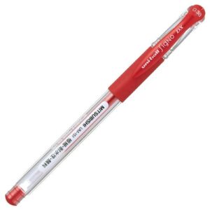 uni-ball signo gel ink pen, 0.38 mm tip, red, pack of 10 (bc25557)