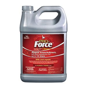 manna pro pro-force fly spray | rapid knockdown fly repellent for horses |repels more than 70 listed species for up to 14 days | 1 gallon