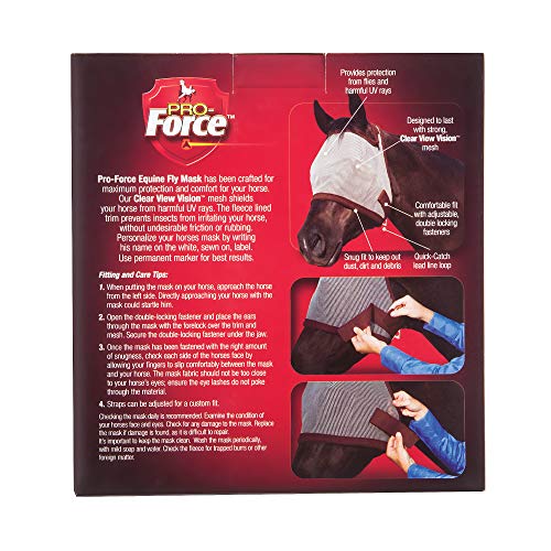 Manna Pro Equine Fly Mask | Pro-Force Mask with Adjustable Fit |Fits Horses 900-1200 lbs