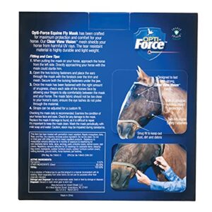 Opti-Force-Force Equine Fly Mask-Horse Fly Mask with UV Protection and Insect Repellent, Adjustable Fit for Comfort - Without Ears Standard