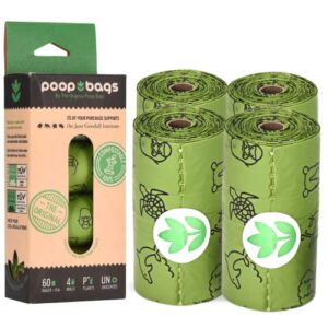 the original poop bags® ok compost certified compostable dog waste bags - supports jane goodall institute - you buy, we donate - dog bags for poop, doggy poop bags refills, unscented