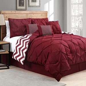 Avondale Manor Ella Pinch Pleat Bedding Set, Queen, Red