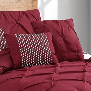 Avondale Manor Ella Pinch Pleat Bedding Set, Queen, Red