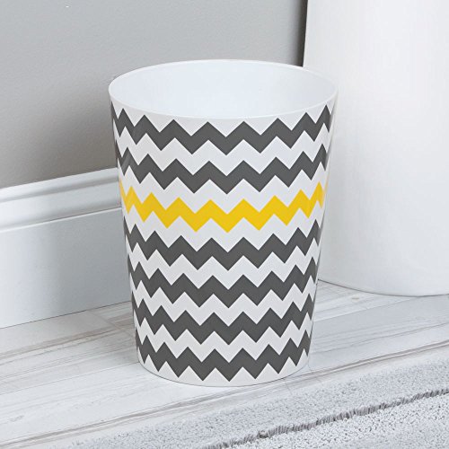 iDesign Chevron Waste Can, Gray/Yellow, 8" x 8" x 10"