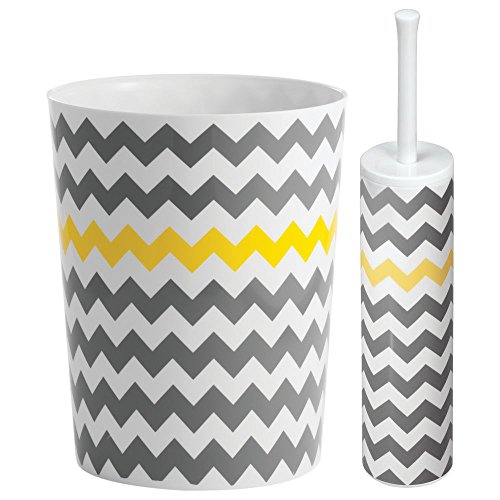 iDesign Chevron Waste Can, Gray/Yellow, 8" x 8" x 10"