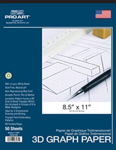pro art graph paper, 8-1/2-inch x 11-inch, 50 sheet tape bound pad, white/blue