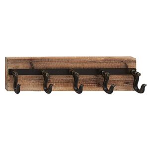 Deco 79 Wood 5 Hangers Wall Hook, 24" x 4" x 6", Brown