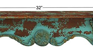 Deco 79 Wood Scroll 1 Shelf Wall Shelf, 32" x 4" x 8", Blue