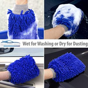 Relentless Drive Car Wash Mitt & Works as Car Wash Sponge, Chenille Microfiber Wash Mitt Scratch Free, Ultra Absorbent Microfiber Mitt for Cars, Trucks, SUV, Boat & Motorcycle (Large)