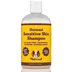natural [dog] company oatmeal sensitive skin shampoo, 12 oz., dandruff shampoo, hypoallergenic, plant based ingredients, bathing supplies, itchy [skin] relief for [dog]s