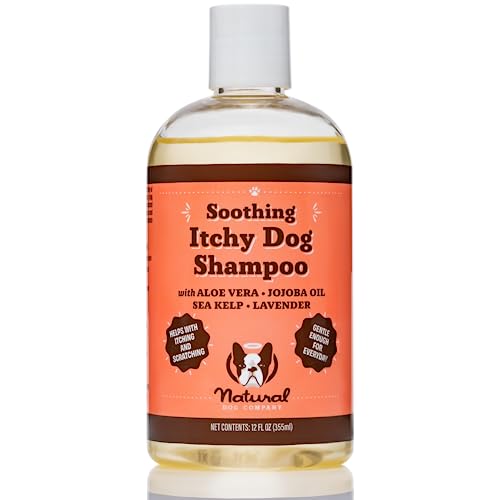 Natural Dog Company Itchy Dog Shampoo, 12 oz., Dog Dry Skin Treatment, Dog Itch Relief, Hypoallergenic, Plant Based Ingredients, Deodorizing Dog Shampoo, Relief from Skin Allergy Symptoms