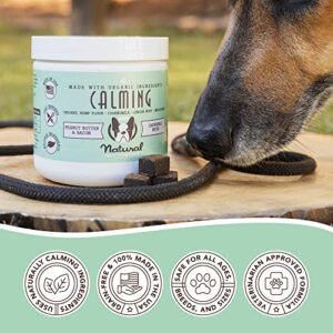 Natural Dog Company Calming Bites (90 Chews), Peanut Butter and Bacon Flavor, Chewable Supplements with Melatonin for Dogs, Promotes Relaxation & Composure for Daily Stress, Supports Balanced Behavior