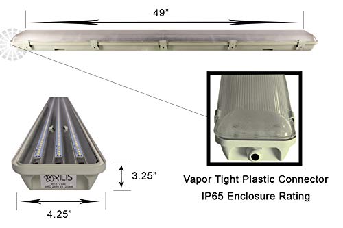 Orilis 4 Ft. 72W Commercial Vapor Light Tight Waterproof Outdoor Integrated Hardwired LED Anti-Fogging Fixture IP65-6500K - 8,000 Lumen