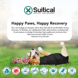 Recovery Suit for Dogs - Dog Surgery Recovery Suit with Clip-Up System - Breathable Fabric for Spay, Neuter, Skin Conditions, Incontinence - 55-69 cm Neck to Tail - Medium Dog Suit by Suitical, Black