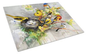 caroline's treasures jmk1024lcb spring birds glass cutting board large decorative tempered glass kitchen cutting and serving board large size chopping board