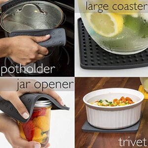 Silicone Trivet/Hot Pads for Hot Dishes - Easy to Clean Pot Holder for Kitchen - Durable, Flexible, & Multi-Purpose Mat That Helps Protect Countertops (7x7 in, Gray, 1 Pair)