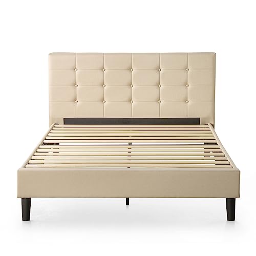 ZINUS Ibidun Upholstered Platform Bed Frame, Mattress Foundation, Wood Slat Support, No Box Spring Needed, Easy Assembly, King, Beige