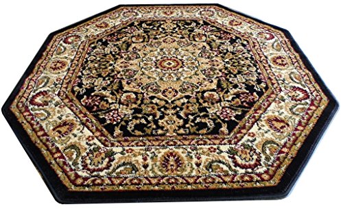 Bellagio Traditional Octagon Area Rug Black 401 (4 Feet X 4 Feet) Octagon