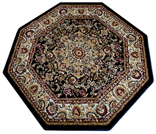 Bellagio Traditional Octagon Area Rug Black 401 (4 Feet X 4 Feet) Octagon