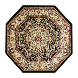 Bellagio Traditional Octagon Area Rug Black 401 (4 Feet X 4 Feet) Octagon