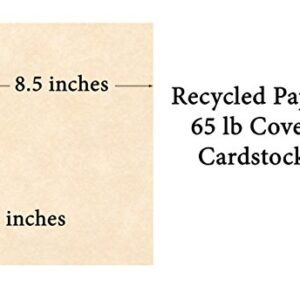 Natural Stationery Parchment Recycled Paper | 65Lb Cover Cardstock | 8.5” x 11” Inches | 50 Sheets Per Pack