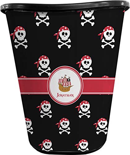 RNK Shops Pirate Waste Basket - Single Sided (Black) (Personalized)