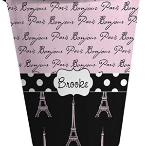 RNK Shops Paris Bonjour and Eiffel Tower Waste Basket - Single Sided (Black) (Personalized)