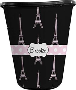 rnk shops black eiffel tower waste basket - single sided (black) (personalized)