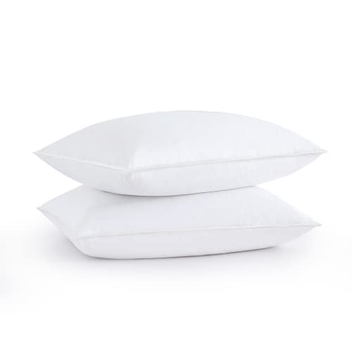 puredown Natural White Goose Feather Egyptian Cotton Cover 500 Fill Power Set of 2 Bed Pillows, Standard, 2 Count