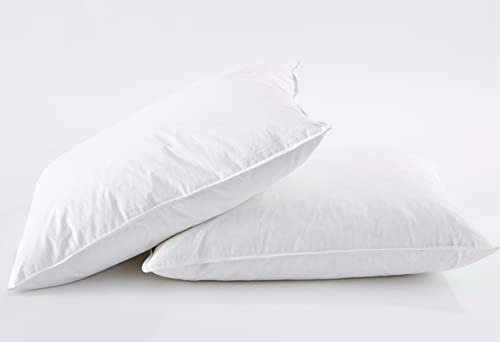 puredown Natural White Goose Feather Egyptian Cotton Cover 500 Fill Power Set of 2 Bed Pillows, Standard, 2 Count