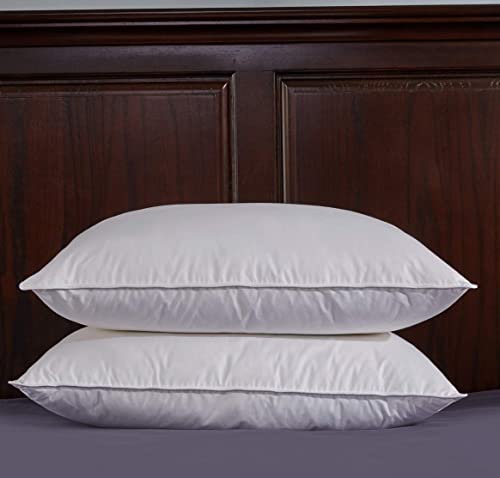 puredown Natural White Goose Feather Egyptian Cotton Cover 500 Fill Power Set of 2 Bed Pillows, Standard, 2 Count