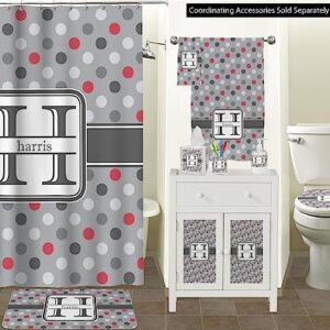 RNK Shops Red & Gray Polka Dots Waste Basket - Single Sided (Black) (Personalized)