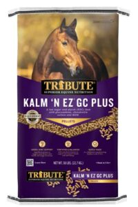 kalmbach feeds tribute kalm 'n ez gc plus pellets for horse, 50 lb