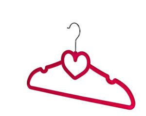 briausa clothes hangers heart shaped slim flocked hangers, sturdy with steel swivel chrome hooks – dark pink – set of 10