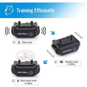 Petrainer Shock Collar for Dogs - Waterproof Rechargeable Dog Training E-Collar with 3 Safe Correction Remote Training Modes, Shock, Vibration, Beep for Dogs Small, Medium, Large