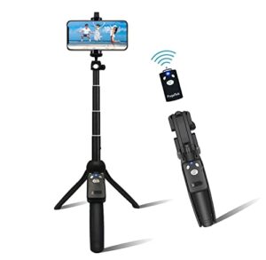 fugetek 49" selfie stick monopod professional high end ft-568, for apple iphone, android samsung, & dlsr cameras, aluminum alloy, rechargeable wireless bluetooth remote (black)
