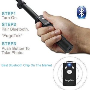 Fugetek 49" Selfie Stick Monopod Professional High End FT-568, For Apple iPhone, Android Samsung, & DLSR Cameras, Aluminum Alloy, Rechargeable Wireless Bluetooth Remote (Black)