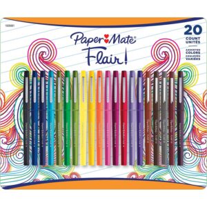 paper mate flair pens, assorted colors, 20