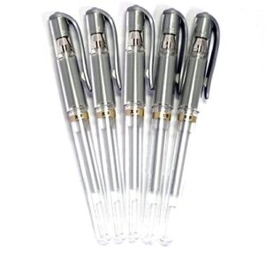 uni-ball signo broad point gel impact pen silver ink, 1.0mm, 5 pens per pack (japan import)