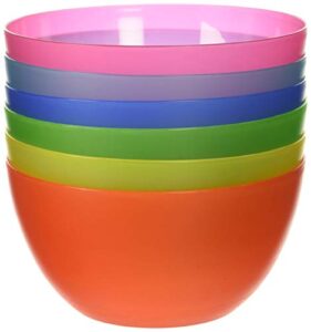 6 pc fun multi-colored bpa-free bowls - cereal fruit or soup bowl