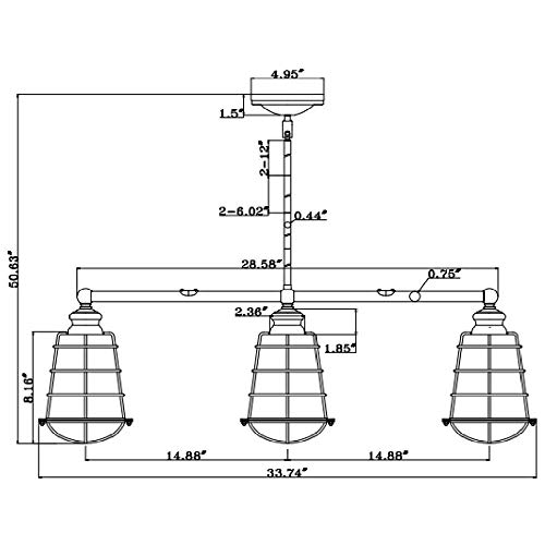 Design House 519744 Ajax 3 Light Pendant, Galvanized Steel Finish