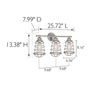 Design House 519728 Ajax 3 Light Vanity Light, Galvanized Steel Finish