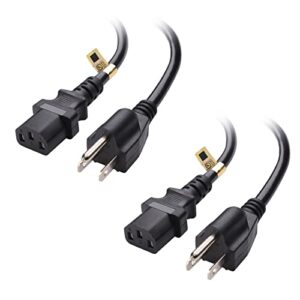 cable matters 2-pack ul listed 13 amps 3 prong power cord 3 ft, 16 awg c13 power supply cable / iec power cable, tv power cord, computer power cord (nema 5-15p to iec c13)