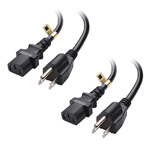 Cable Matters 2-Pack UL Listed 13 Amps 3 Prong Power Cord 10 ft, 16 AWG C13 Power Supply Cable/IEC Power Cable, TV Power Cord, Computer Power Cord (NEMA 5-15P to IEC C13)