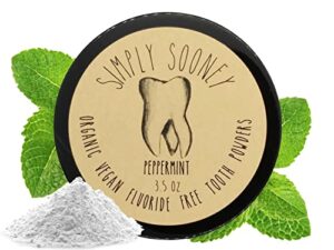 organic vegan fluoride free remineralizing tooth powder peppermint formula value size up to 6 month supply i natural whitening i stronger teeth